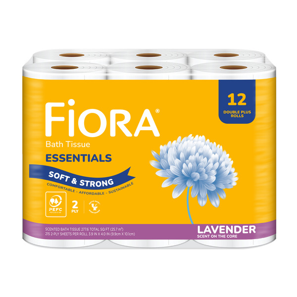 Fiora 2-Ply Essentials - Lavender Double Plus Rolls Bath Tissue
