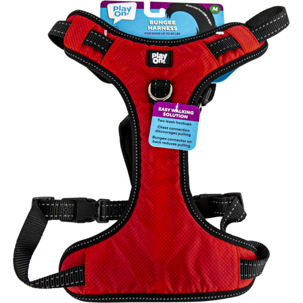 Play On Bungee Dog Harness, Medium - Red