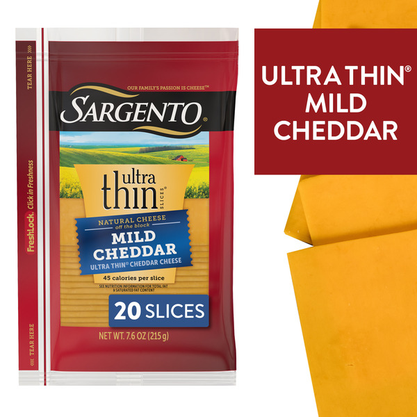 Sargento Ultra Thin®  Mild Cheddar Natural Cheese Slices, 20 slices
