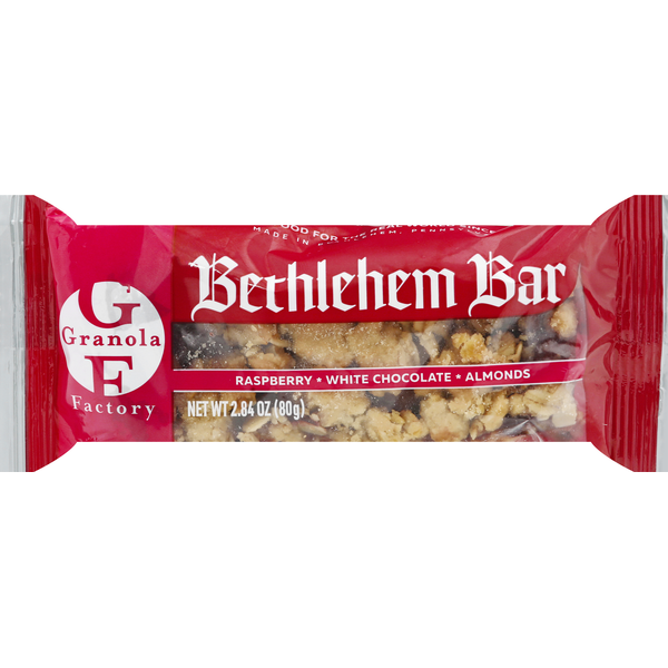 Granola Factory Bethlehem Bar, Raspberry, White Chocolate, Almonds (2.