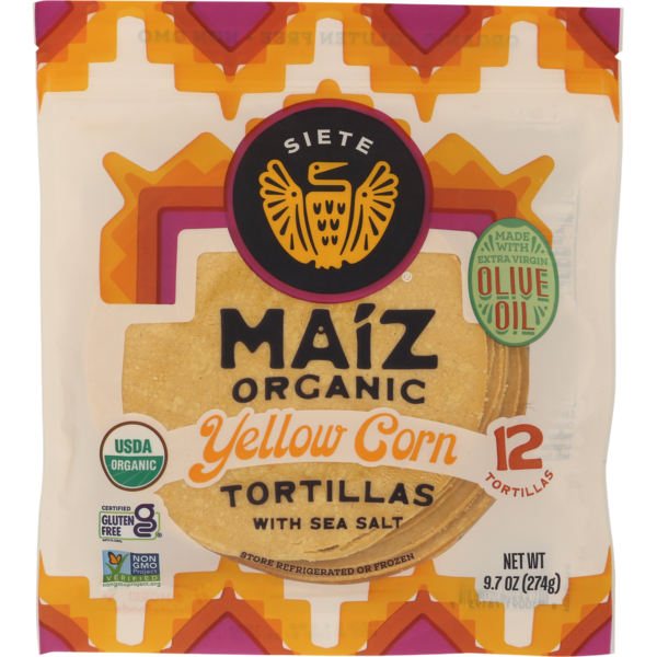 Siete Organic Maiz Yellow Corn Tortillas with Sea Salt