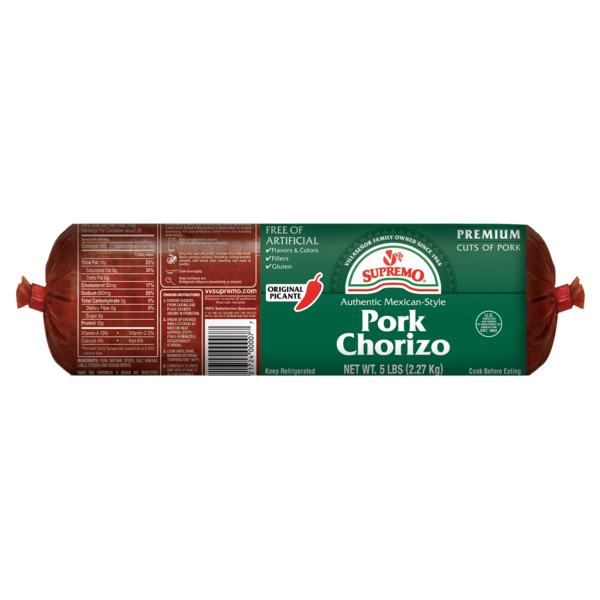 V&V Supremo - Pork Chorizo Chub - 5 lbs