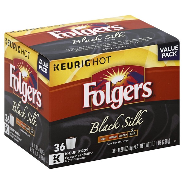 Folgers Coffee Dark Roast Black Silk K Cup Pods Value Pack Folgers Coffee Dark Roast Black Silk K Cup Pods Value Pack