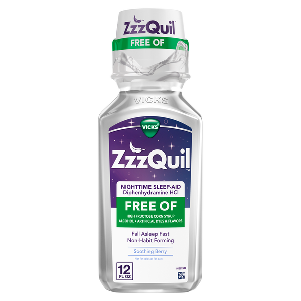 Vicks ZzzQuil, Nighttime Sleep Aid Liquid, Alcohol-Free, Soothing