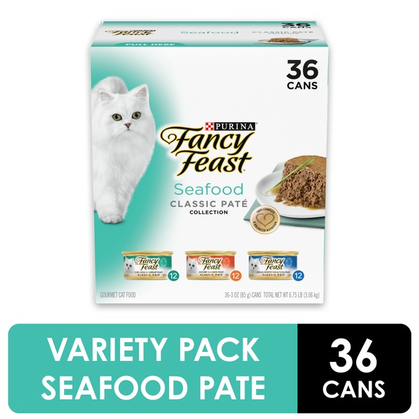 Fancy Feast Grain Free Pate Wet Cat Food Variety Pack, Seafood Classic Pate Collection (3 oz