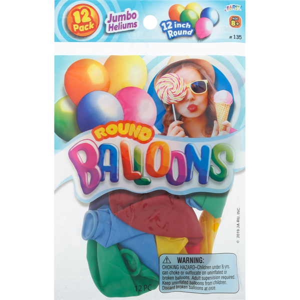 JA-RU Balloons, Round, Jumbo, 12 Inch Same-Day Delivery or Pickup