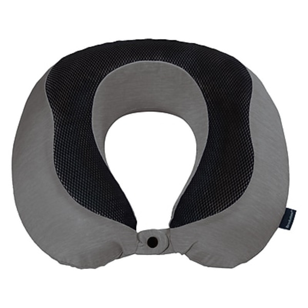 Brookstone Memory Foam Fabric Travel Pillow - Gray & Black