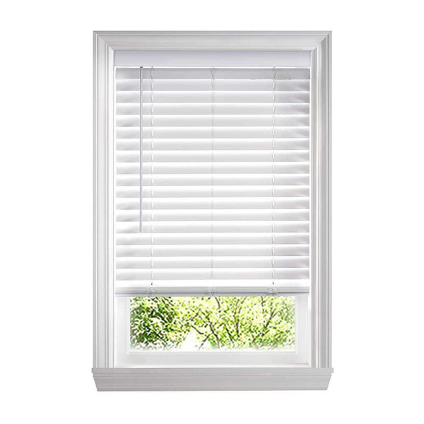 Home Decorators Collection White Cordless Faux Wood Blinds For Windows With 2 In. Slats - 31 In. W X 48 In. L (actual Size 30.5 In. W X 48 In. L)
