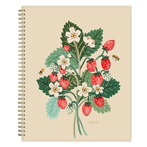 Blue Sky Strawberry & Bee Bespoke Letterpress Plastic Cover Undated Personal Organizer, 8.5 x 11 in