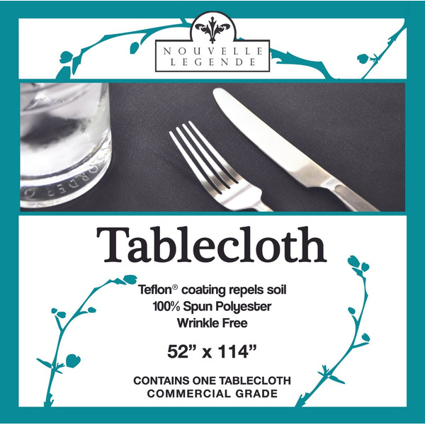 Nouvelle Legende - 52X114 in. Black Rectangular Polyester Tablecloth