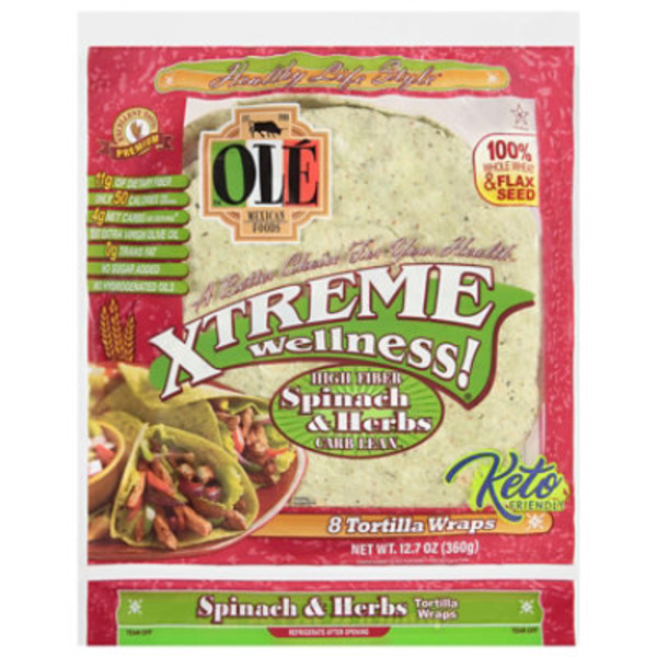 Ole Xtreme Wellness Spinach & Herbs Keto Friendly Tortilla Wraps