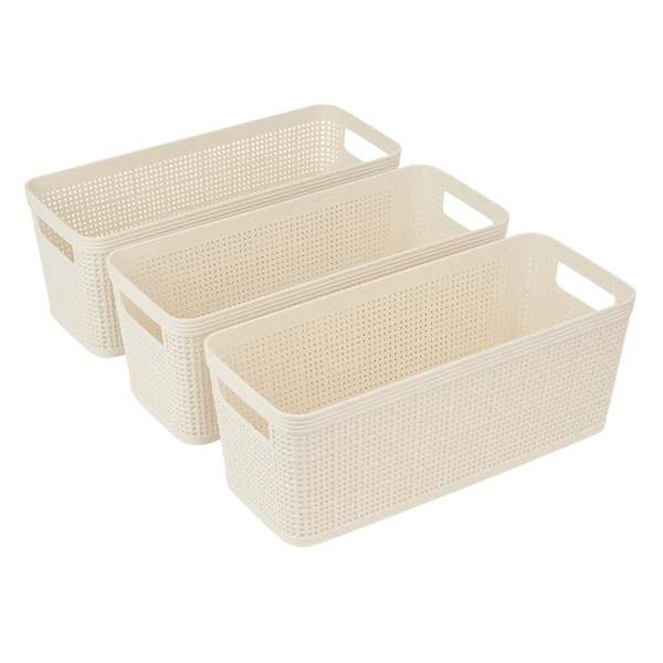 3-Pack Cream Wheat Straw Basket Set, Large