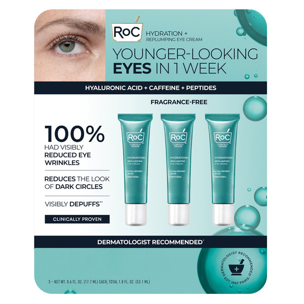 ROC Hydration+ Replumping Eye Cream, 0.6 fl oz, 3-pack