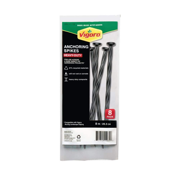 Vigoro 8 In. Black Plastic-nylon Spiral Landscape Anchoring Spikes (8-pack)