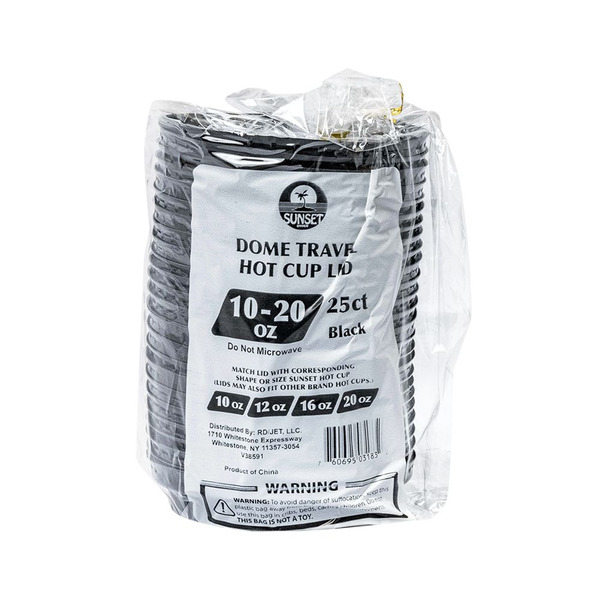 Sunset - Black Lid For Ripple & White 10-20 oz Cup - 25 ct