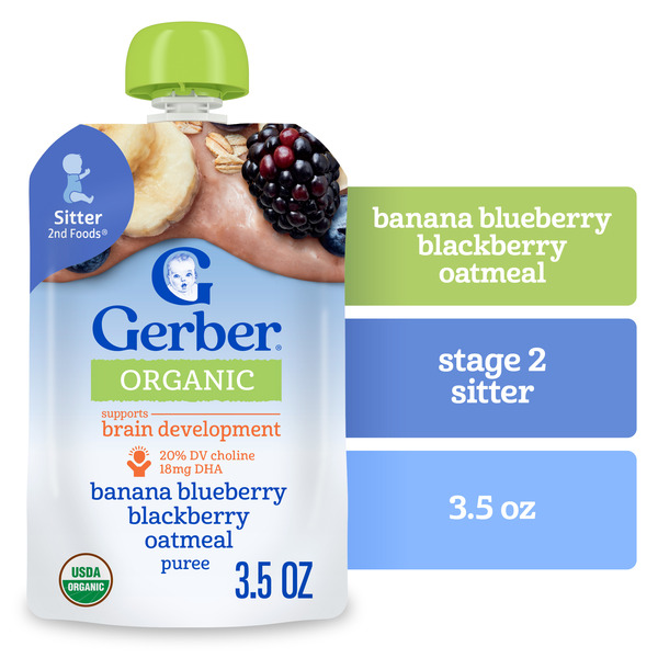 Gerber Stage Baby Food Organic Banana Blueberry Blackberry