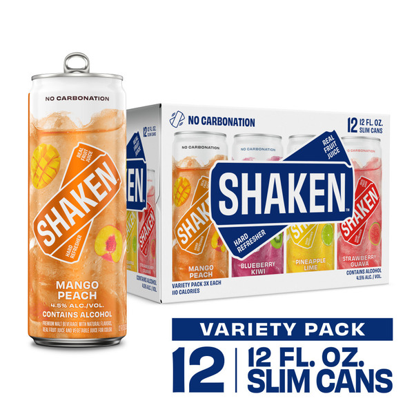 Shaken Four Flavor Variety Pack Real Fruit Juice Hard Refresher 4