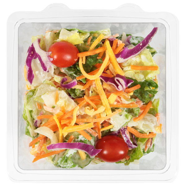 Taylor Farms Romaine Lettuce Buttermilk Ranch Dressing Carrot Grape Tomatoes Sharp Cheddar Cheese Red Cabbage Garden Salad