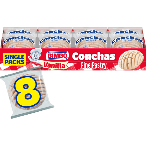 Bimbo  Conchas, 8 ct, Vanilla, Pastry, Pastries, 16.96 oz