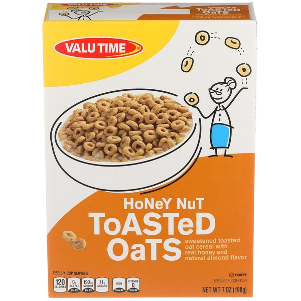 Valu Time Honey Nut Sweetened Toasted Oat Cereal With Real Honey And Natural Almond Flavor (7 oz