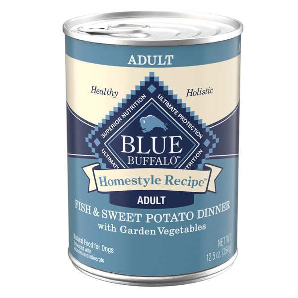 Blue Buffalo Homestyle Recipe Adult Wet Dog Food, Fish and Sweet Potato Dinner, 12.5-oz. Can