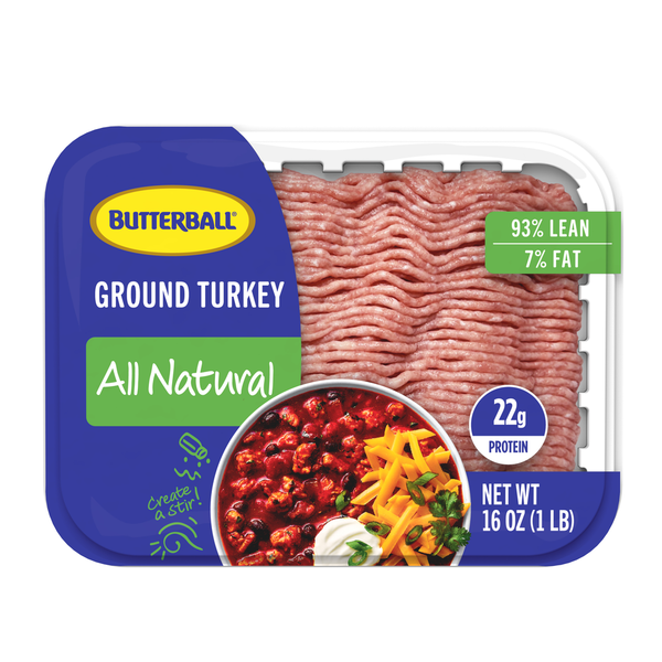 Butterball Fresh Ground Turkey 93%/7% Tray Same-Day Delivery or