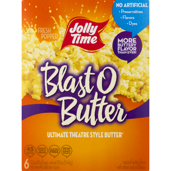 Jolly Time Popcorn, Microwave, Gluten Free, Blast O Butter, Box (3.2 oz