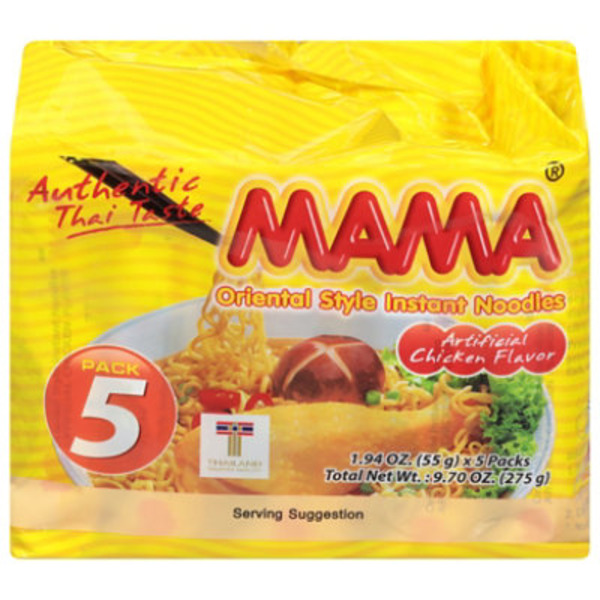 Mama Noodles, Instant, Oriental Style, Chicken Flavor, 5 Pack