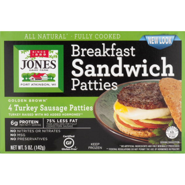 Jones Dairy Farm Golden Brown All Natural Turkey Sausage Patties (4 ct