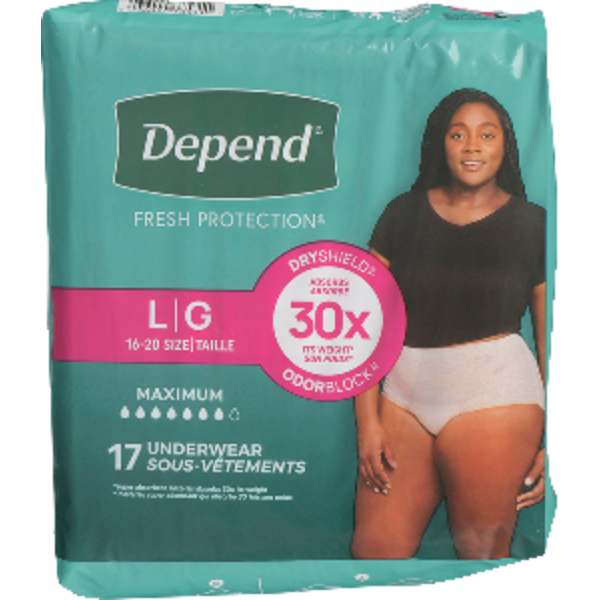 Depend Large Women's Maximum Absorbency Underwear Same-Day Delivery ...