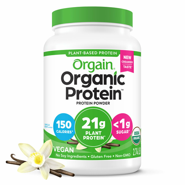 Orgain Organic Vegan 21g Protein Powder, Plant Based, Vanilla Bean