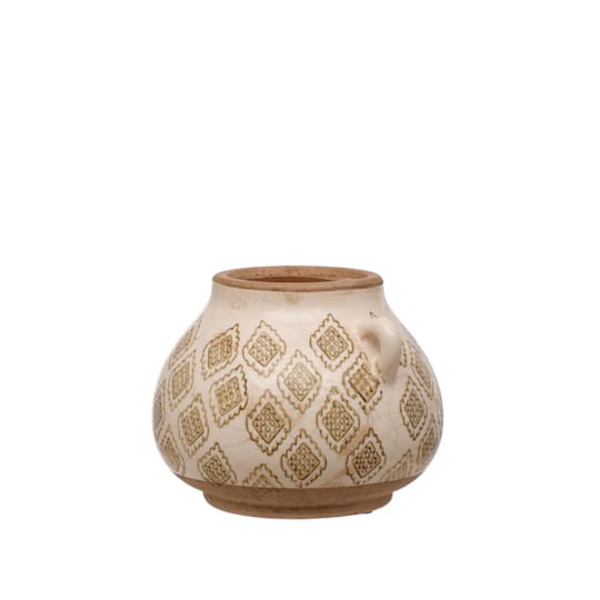 Ashland Ceramic Vase - Cream & Brown