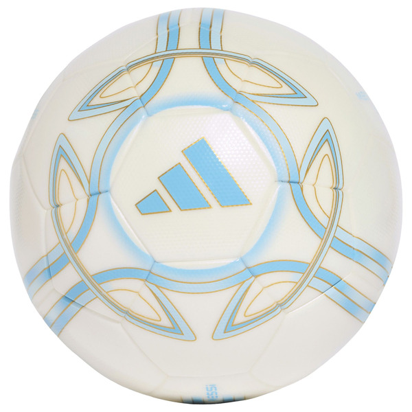 adidas Messi League Soccer Ball, Size 4 - Ivory/Blue/Icey Blue/Gold
