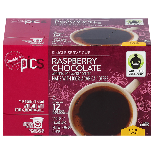 PICS Coffee, 100% Arabica, Light Roast, Raspberry Chocolate