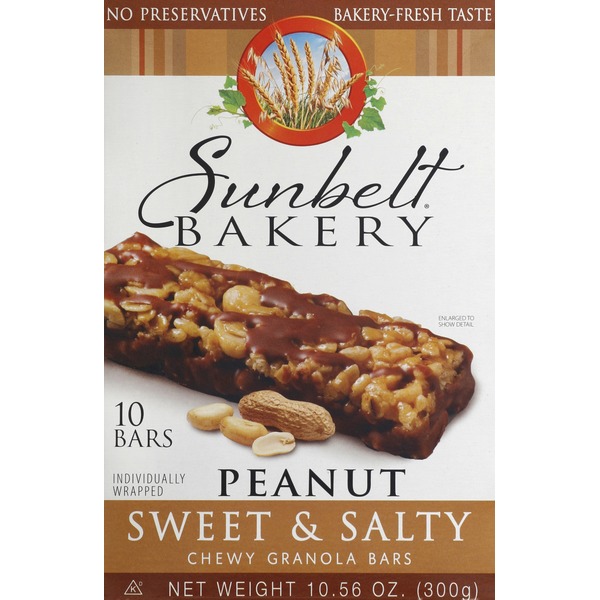Sunbelt Bakery Granola Bars, Chewy, Peanut, Sweet & Salty (11 oz) from