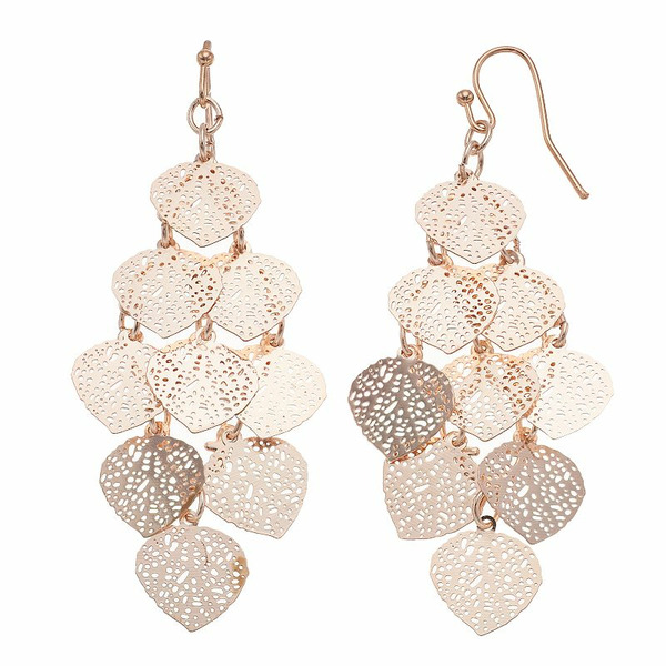 LC Lauren Conrad Women's Filigree Dangle Nickel Free Earrings - Light Pink