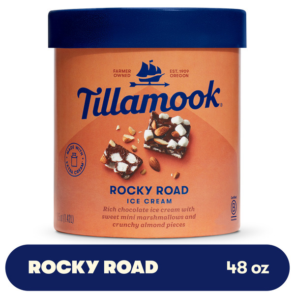 Tillamook Rocky Road Ice Cream, 48 oz