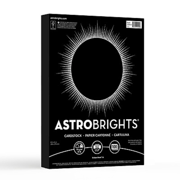 Astrobrights 22024-01 8.5" x 11" 65 Pounds Eclipse Black Cardstock Paper