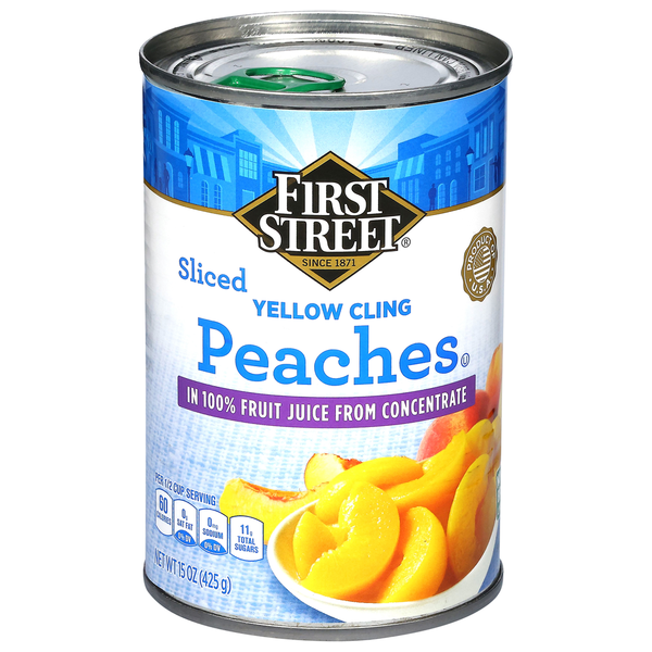 First Street Sliced Yellow Cling Peaches in 100% Fruit Juice from Concentrate