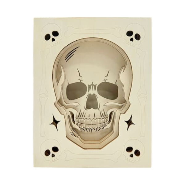 Make Market Skull DIY LED Wood Shadow Box