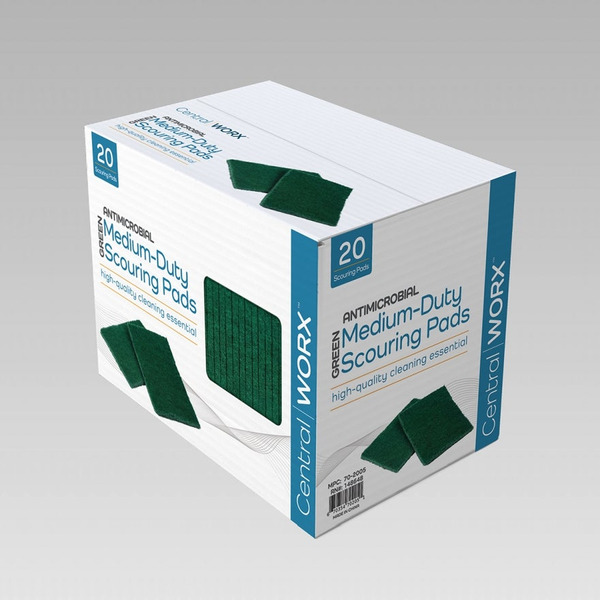 Central Worx Heavy Duty Antimicrobial Scour Pad - Green