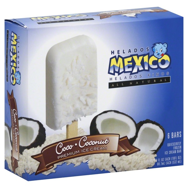 Helados Mexico Ice Cream Bar, Premium, Coconut (6 ct) from Fred Meyer