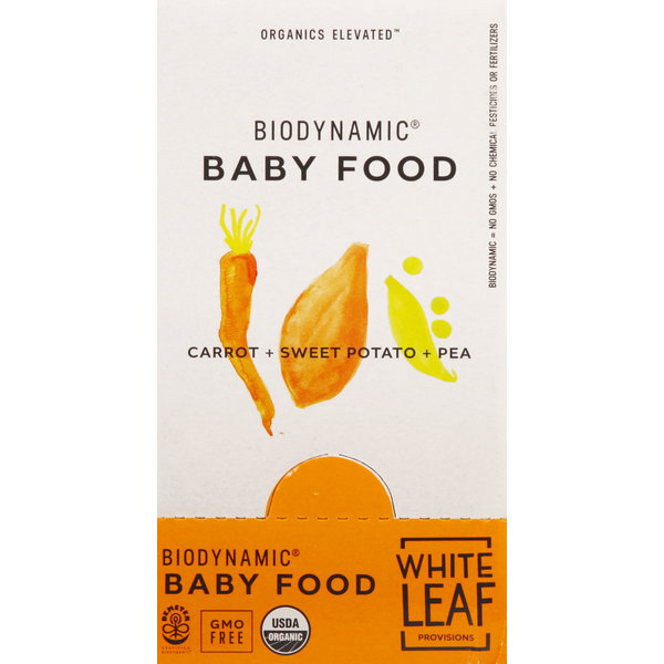 White Leaf Provisions Biodynamic Baby Food, Carrot + Sweet Potato + Pea