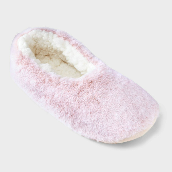 Target Women's Faux Fur Cozy PullOn Slipper Socks With Grippers, S/M