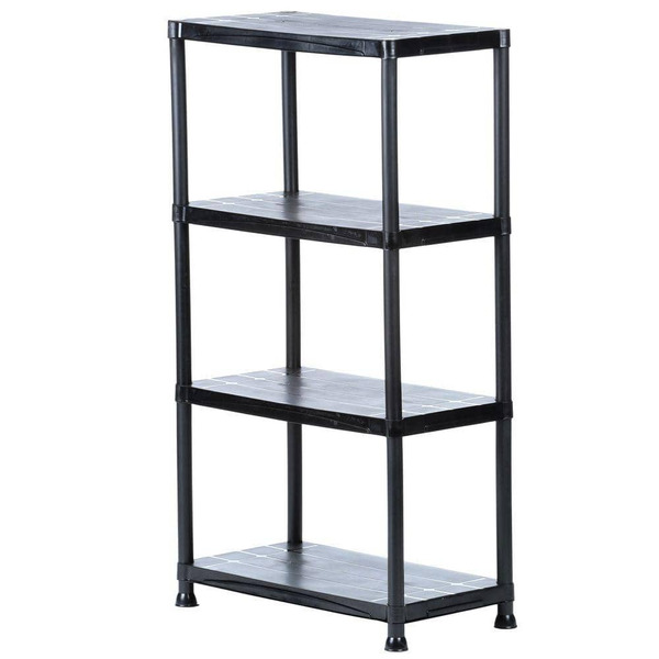 HDX 4-tier Easy Assembly Scratch Resistant Plastic Garage Storage Shelving Unit In Black (28 In. W X 52 In. H X 15 In. D)