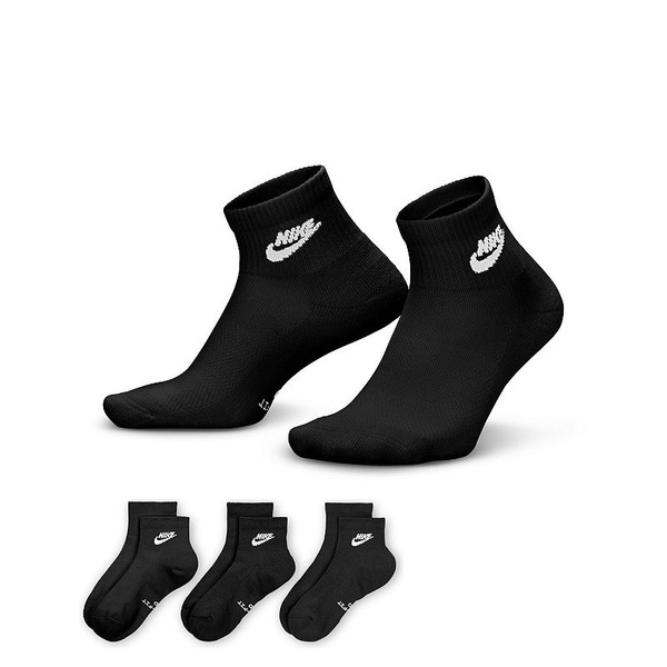 Nike Women's Everyday Elevated Futura Ankle Socks, L - Black/Black/White