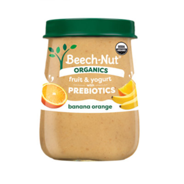 Beech-Nut Organics Fruit & Yogurt Baby Food + Prebiotics, Banana Orange, Stage 2, 4oz Jar