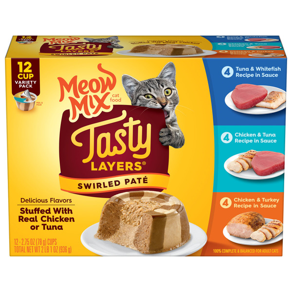 thumbnail image 2 of Meow Mix Tenders Wet Cat Food Variety Pack - Poultry & Beef, 12 Cups (2.75 Oz Each) 2 of 3