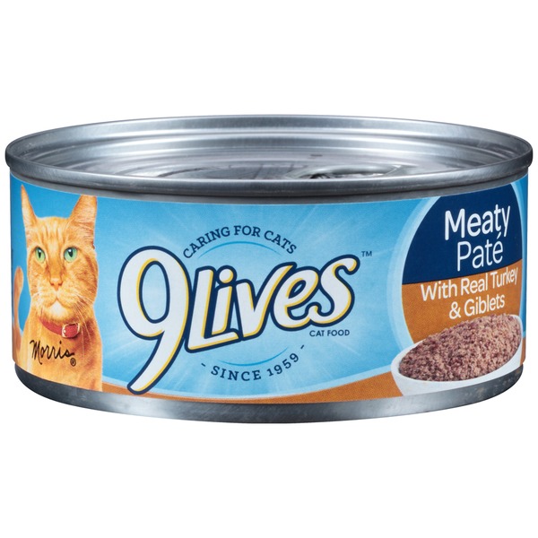 9 Lives Wet Meaty Pate with Real Turkey & Giblets Cat Food (5.5 oz