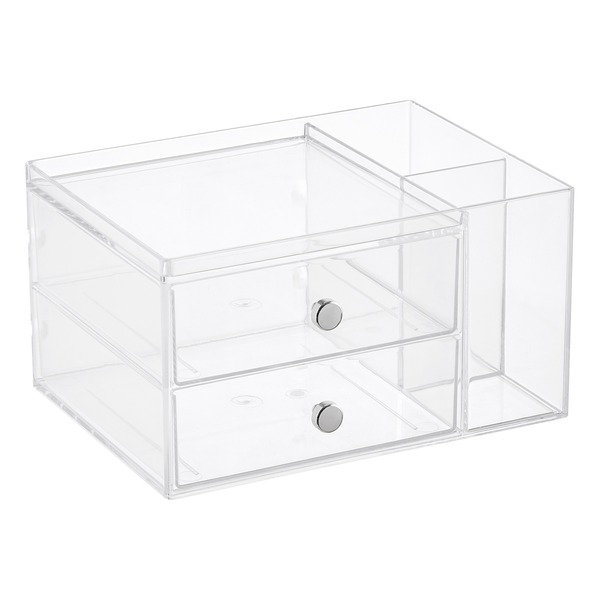 iDesign 7" x 9" x 5" Clear 2-Drawer Desk Organizer